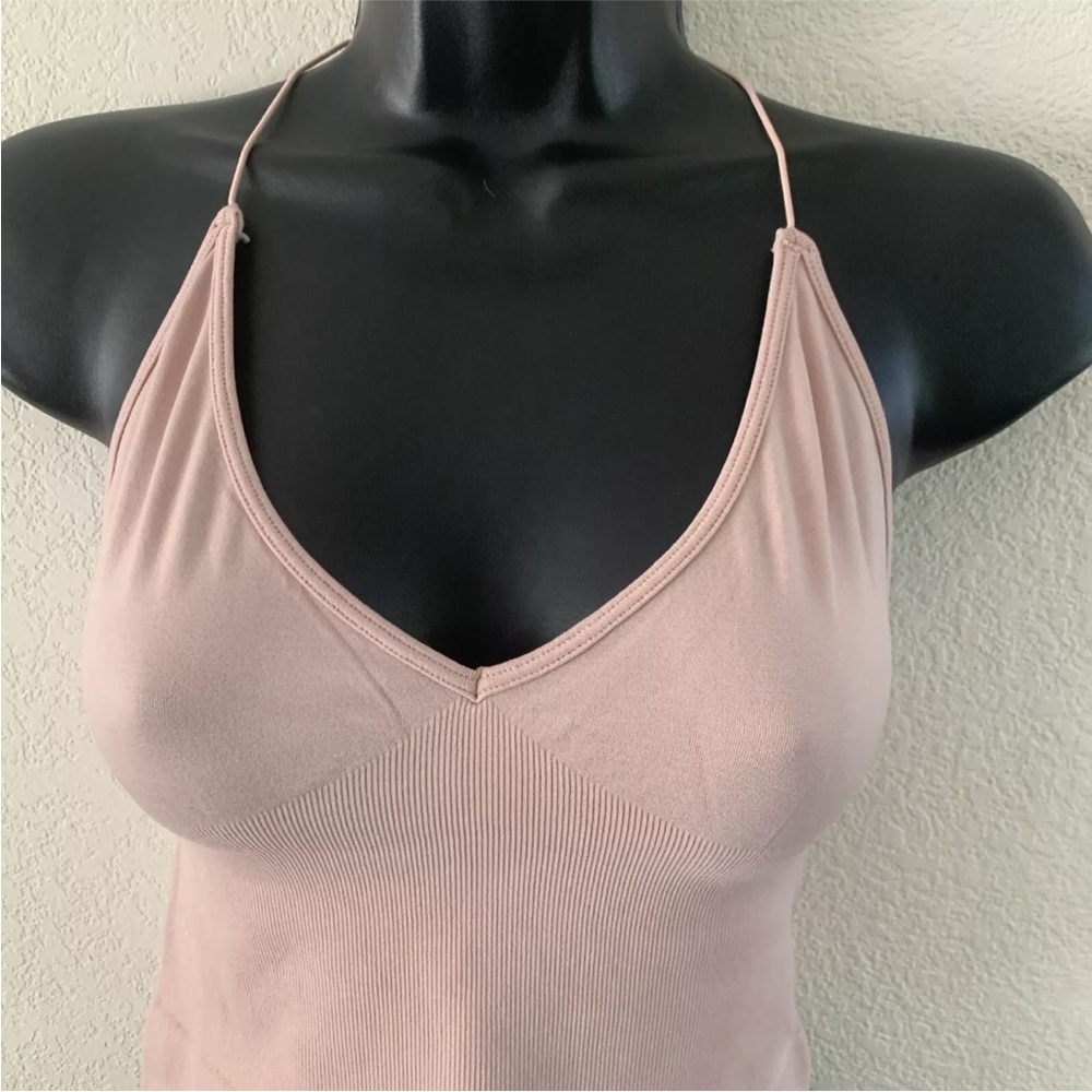 Free People Intimately Brami Crop Top M/L Nude Ribbed V-neck Skinny Strap Cami - Picture 8 of 10